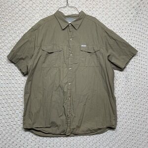 Columbia Fishing Shirt Mens XL Olive Green‎  Short Sleeve Performance Hiking